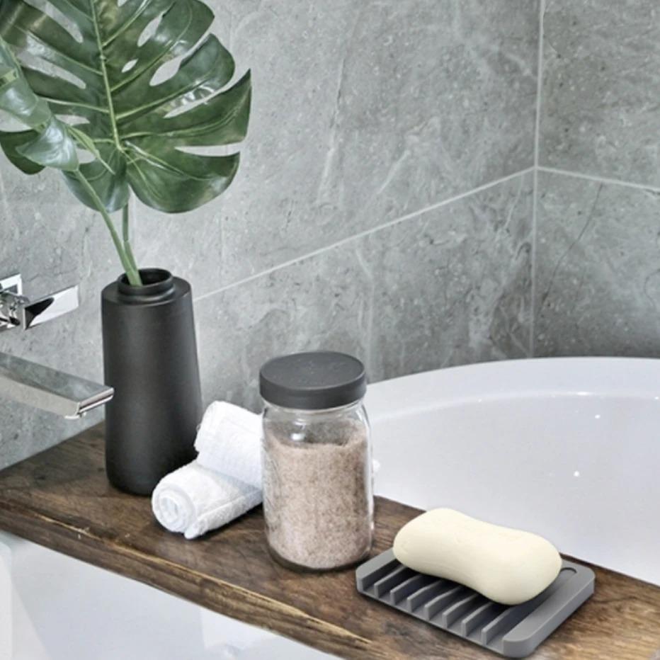 5pcs/set Free Punch Soap Box Silicone Draining Soap Holder Creative Kitchen Bathroom Countertop Non-slip Shelf