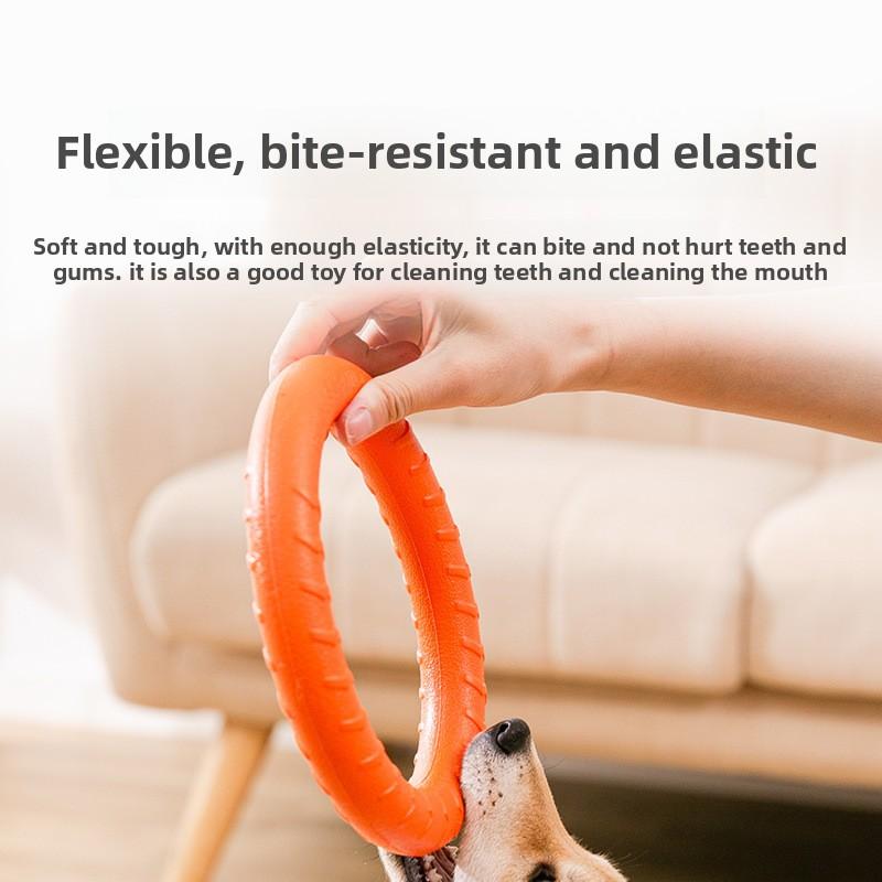 Dog Frisbee Pet Toy Pull Ring Bite Resistance Elastic Interactive Training Small and Medium Dogs Golden Retriever Big Dog Tug of War Toy