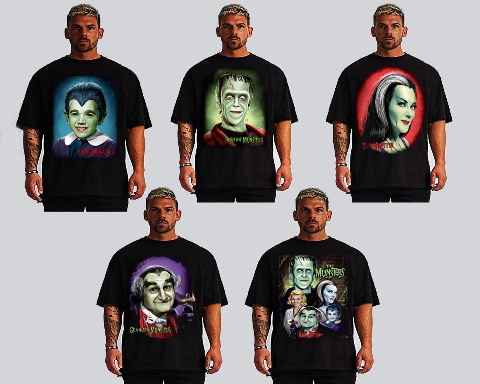 FAMILY MUNSTERS TV SHOW HORROR T-Shirt Men s SIZES 100% Authentic Silk Screen XXXXL