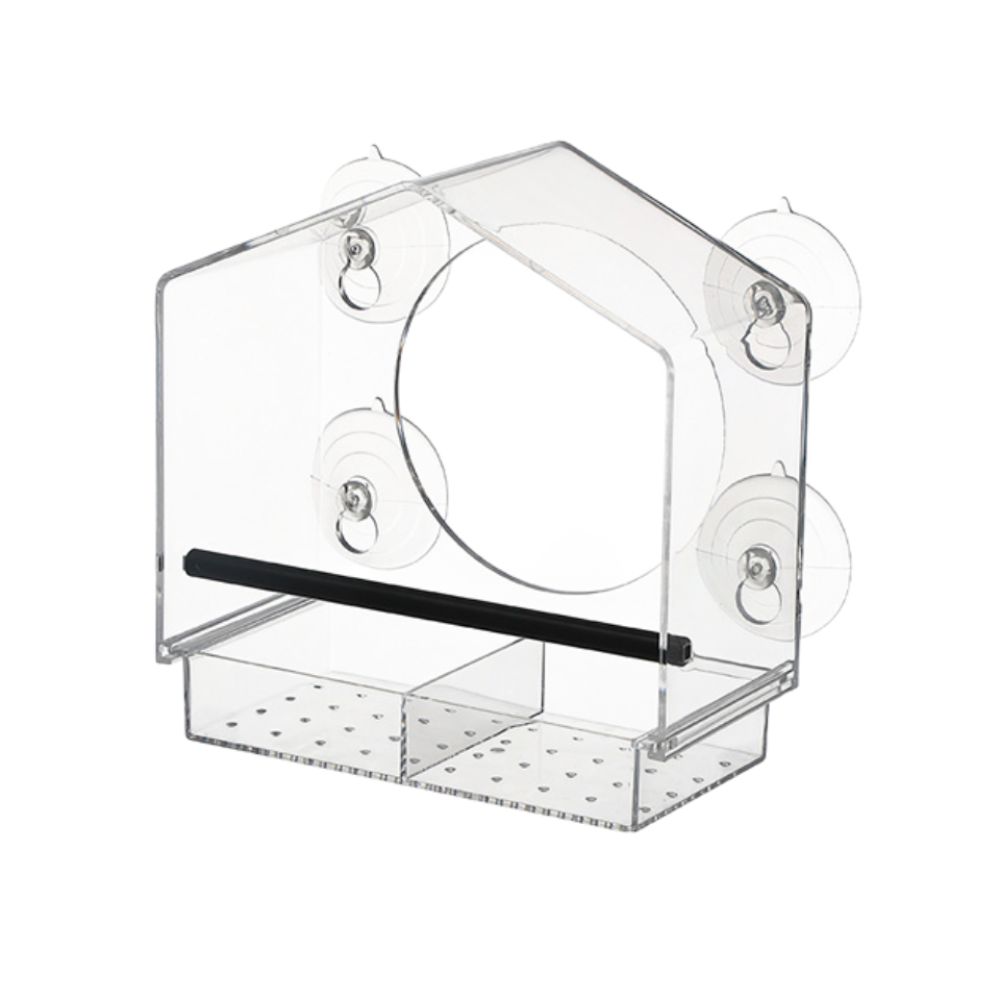 Dual Seed Tray Window Bird Feeder Suction Cups Wild Birdfeeder New Clear Bird Feeder Home Use