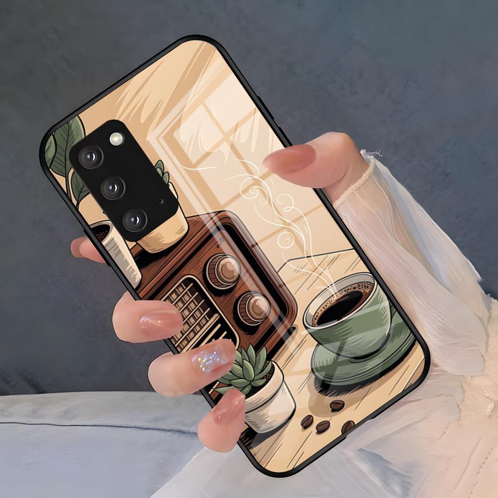 Coffee Art Phone Case For Samsung S26 S25 Plus S20 S20 Plus S22 Ultra S23 FE S21 Plus S21 Ultra Glass Cover