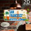 HD Blechschild Vintage San Francisco Golden Gate City Kennzeichen Metall Wandkunst Retro Golden Gate Brücke Seilbahn Dekoration für B