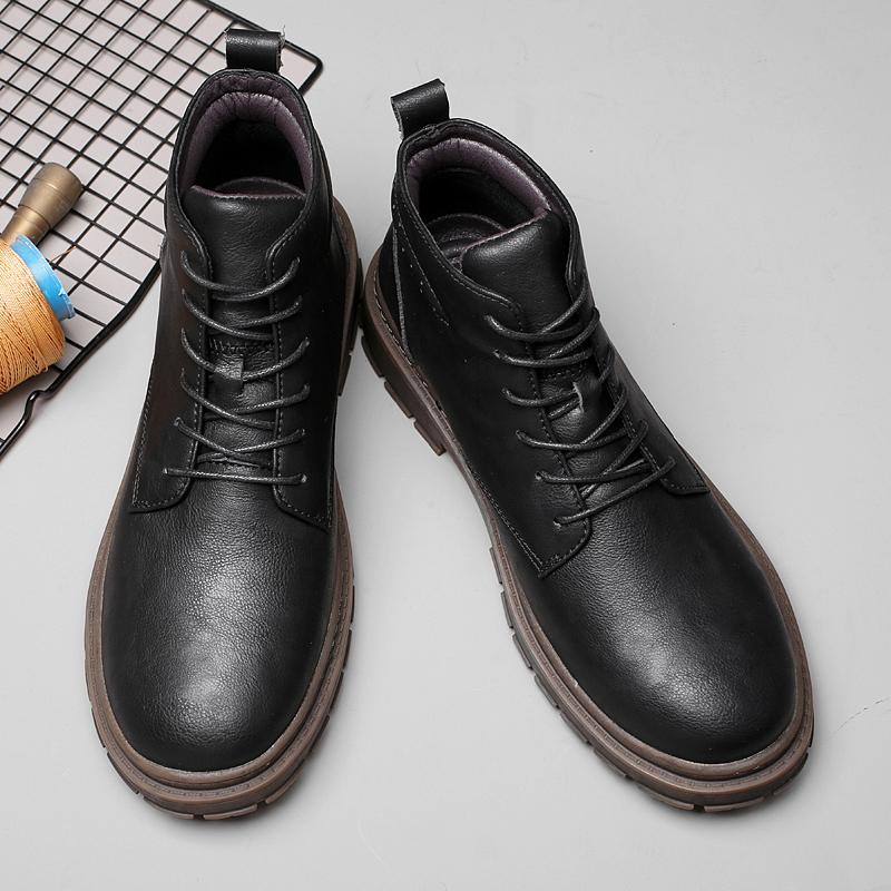 Fashion Brand Men's Business Ankle Boots Are Hot Selling Winter Added Fleece for Men's Leather Casual Shoes High-quality High Top Shoes