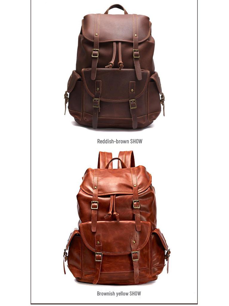 Men's Vintage Leather Backpack for Business and Travel