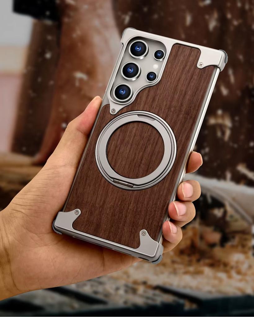 Eary for Samsung Galaxy S25 Ultra S24 Ultra Case with Magsafe Shockproof Protective Phone Cover Unique Wooden Case for Samsung