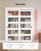 Sliding Closet Door, 1524mm (Double 787mm) x 2032 mm, 5-Lite Frosted Glass Bypass Sliding Doors with Hardware Kit, Solid Wood & MDF Slab with
