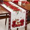 Christmas Poinsettia Reindeer Table Runner Wedding Party Decor Winter Xmas Kitchen Dining Table Runners Christmas Decorations