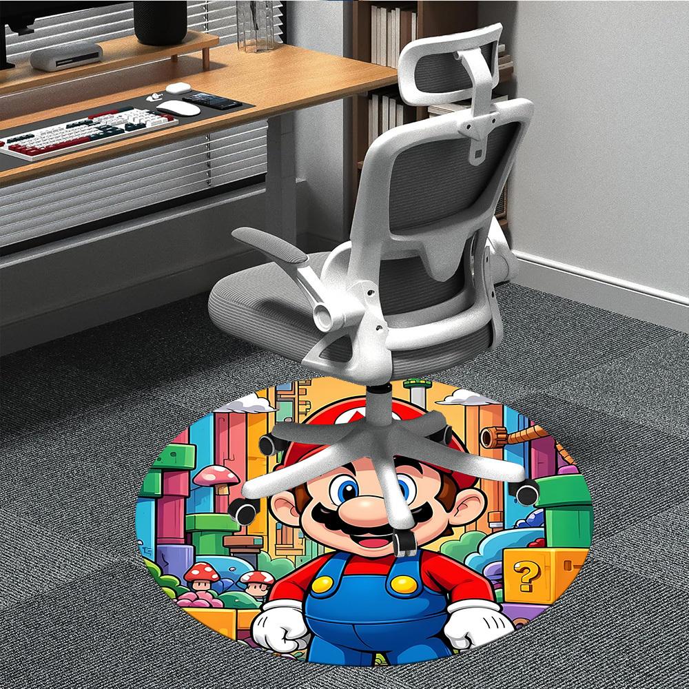 

1pc Mario Adventure Office Round Area Rug, Indoor Mat Suitable For Office,Bedroom Living Room Home Decor, Room Deco a0926184 80cm by 80cm