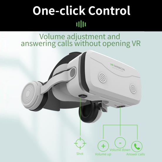 VR Glasses Adjustable Angle Stereo Sound 100-Degree Viewing Ultra-Clear Lens One-click Answer Watch