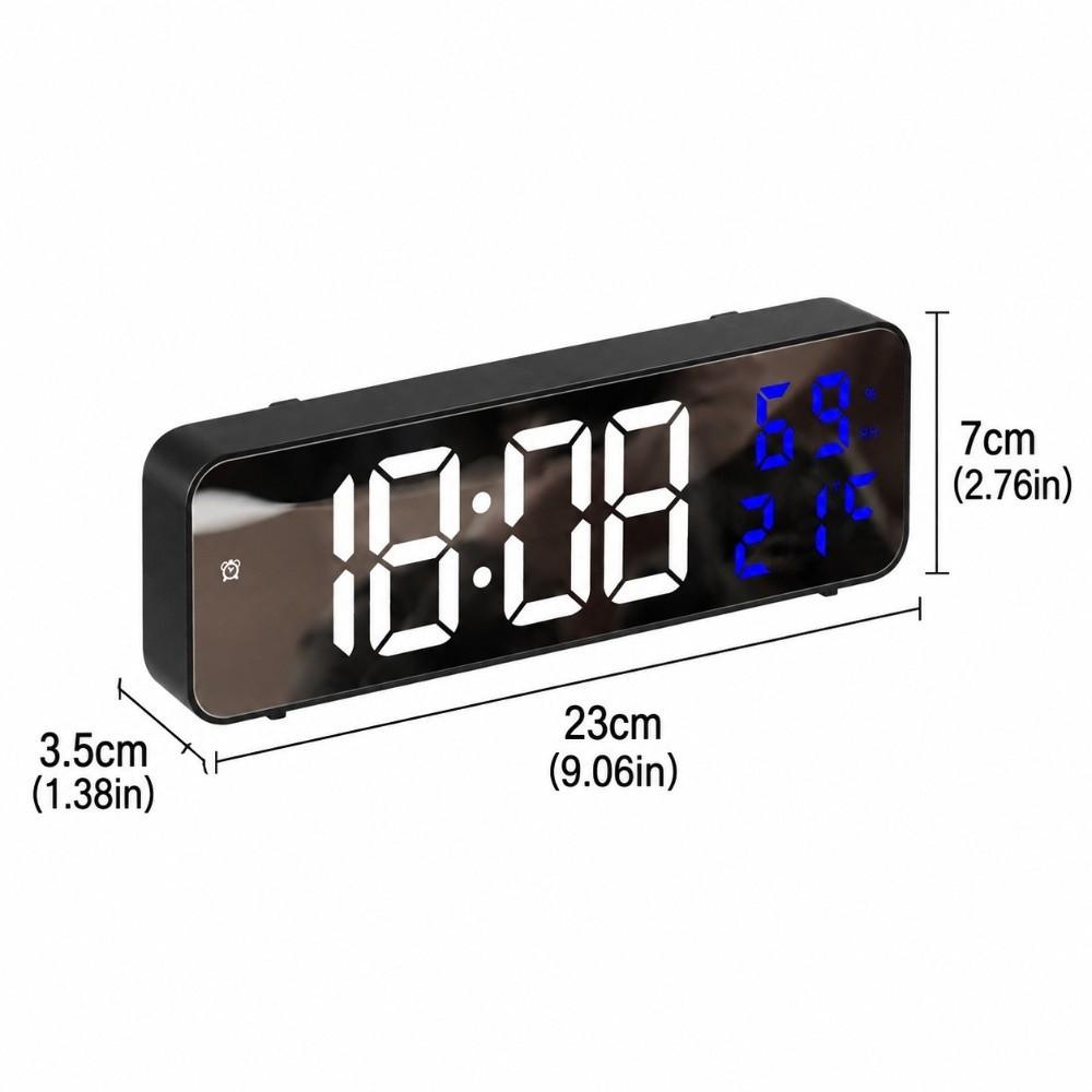 Black Electronic Alarm Clock 1.38x9.06x2.76in Wall Mounted Clock LED Alarm Clock  Nightstand Use