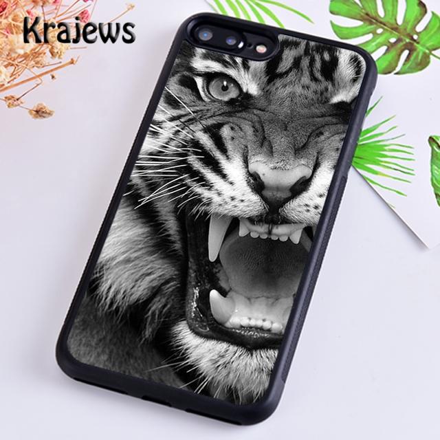 Krajews Animal White Tiger Pattern Phone Case Cover For iPhone 17 Air 16 15 14 plus 12 13 pro max coque Fundas