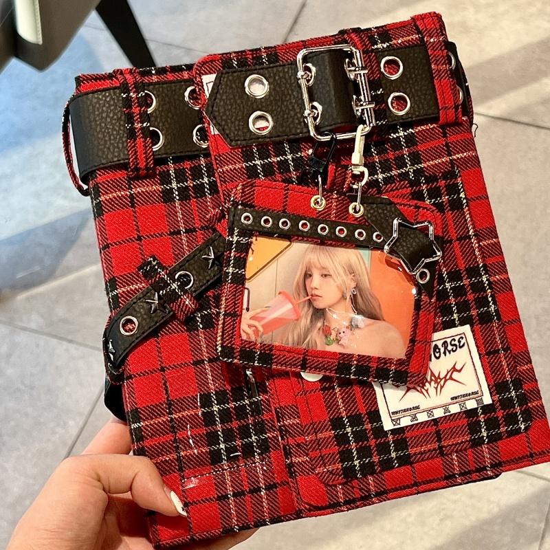 Y2K Checkered Star Denim A5 Photo Card Album Vintage Sweet & Cool Style Binder Idol Photocard Collect K-Pop Polaroid Storage