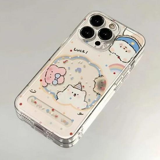 Rainbow Puppy Space Shell - Drop-proof, Transparent Case for Apple Models 13 Pro To 17 Pro Max.
