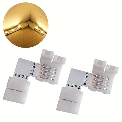 2Pcs 5050 10mm L Shape Connector RGB LED Strip 90 Degree Corner Connectors 4-Pin
