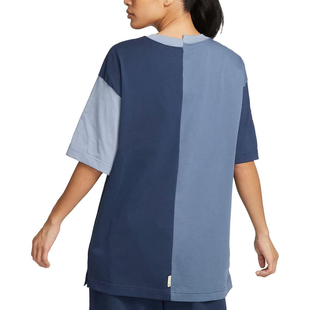 New Nike Women'ss Retro Colorblock Loose Fit Crewneck T-Shirt Blue DV8318-410