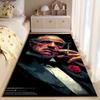 Movie Poster Area Rug, The Godfather Vito Corleone Cigar Rose Vector Art Print, Film Fan Living Room Bar Decor, Non-Slip Mat