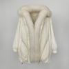 OFTBUY Women's Mid-length 2024 Winter Thickened Warm Coat Removable Fox Fur Collar Loose Wide Version Fur Down Jacket Shawl Commuting