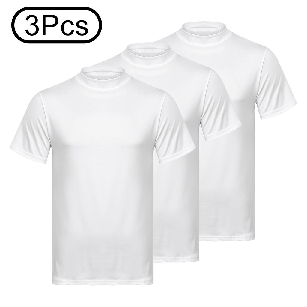 Herren 3-teiliges Mock-Neck Kurzarm-T-Shirt Lässiges einfarbiges Slim-Fit Oberteil Unterhemd Set