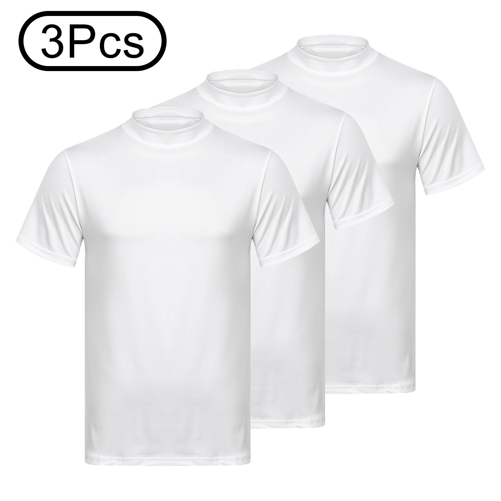 Inlzdz Heren T-shirt met opstaande kraag 3-delige set Korte mouw Effen kleur Slim fit Casual tops Onderhemd XXL