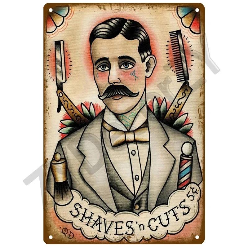 Vintage Barber Shop Metal Sign  Retro Haircut and Shave Plaque for Cafe Bar Pub  Tin Wall Decor Poster  Home Decor Iron Plate