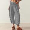 Women Spring Fall Fashion Wardrobe Staple Solid Color Drawstring High-Waisted Bloomers Ankle Pants Trousers