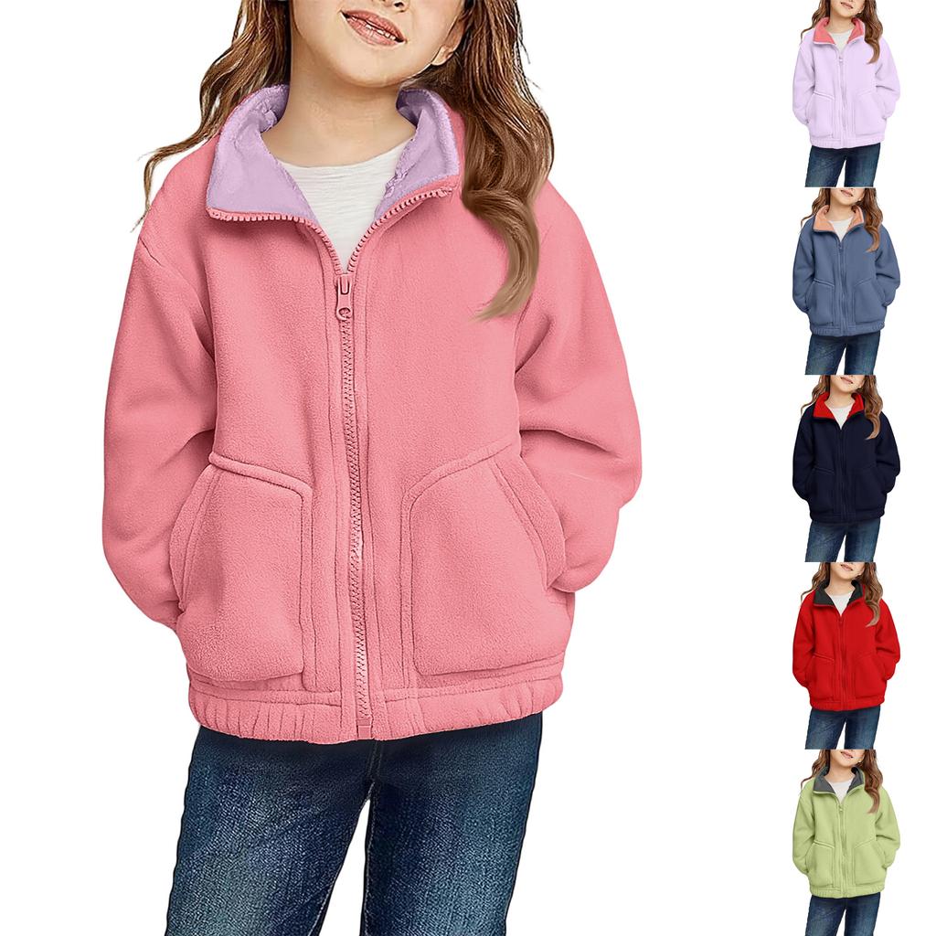 Children's Fashionable Casual High-neck Fleece Thick Long-sleeved Top Jacket