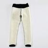 Autumn and Winter Thick Fleece Leggings with Cat Brown Leather Label Lamb Fleece Women's High Waisted Tight Warm Pants