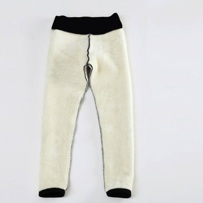 Autumn and Winter Thick Fleece Leggings with Cat Brown Leather Label Lamb Fleece Women's High Waisted Tight Warm Pants