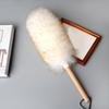 Lambswool Feather Duster with Wooden Handle Hanging Rope Washable Reusable Small Hand Duster for Cleaning Wall Plant Desk