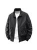 Men's Trendy Korean Style Stand Collar Bomber Jacket - Windproof, Solid Color for Spring & Autumn Outdoor Sports