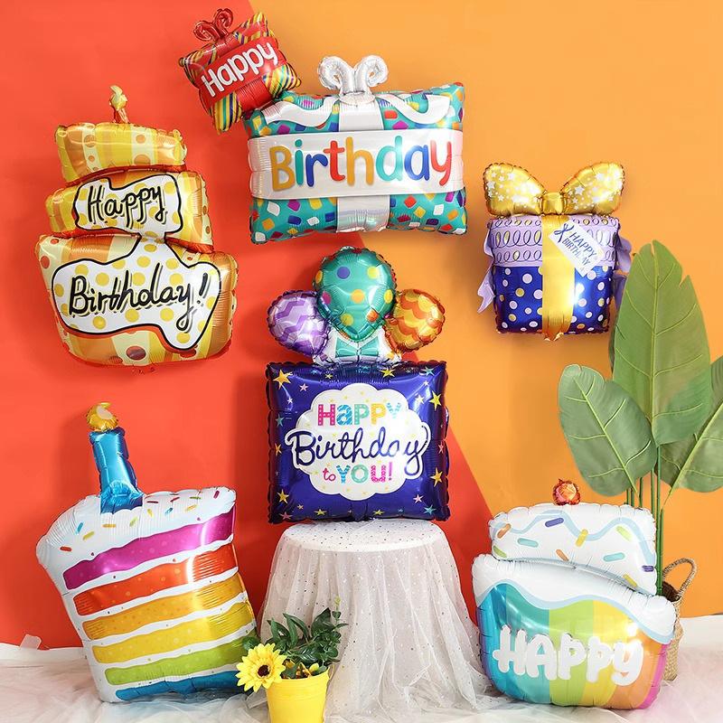 Cake Aluminum Film Balloon Wedding Ceremony Ornaments Birthday Party Scene Gift Box Aluminum Foil Photo Props