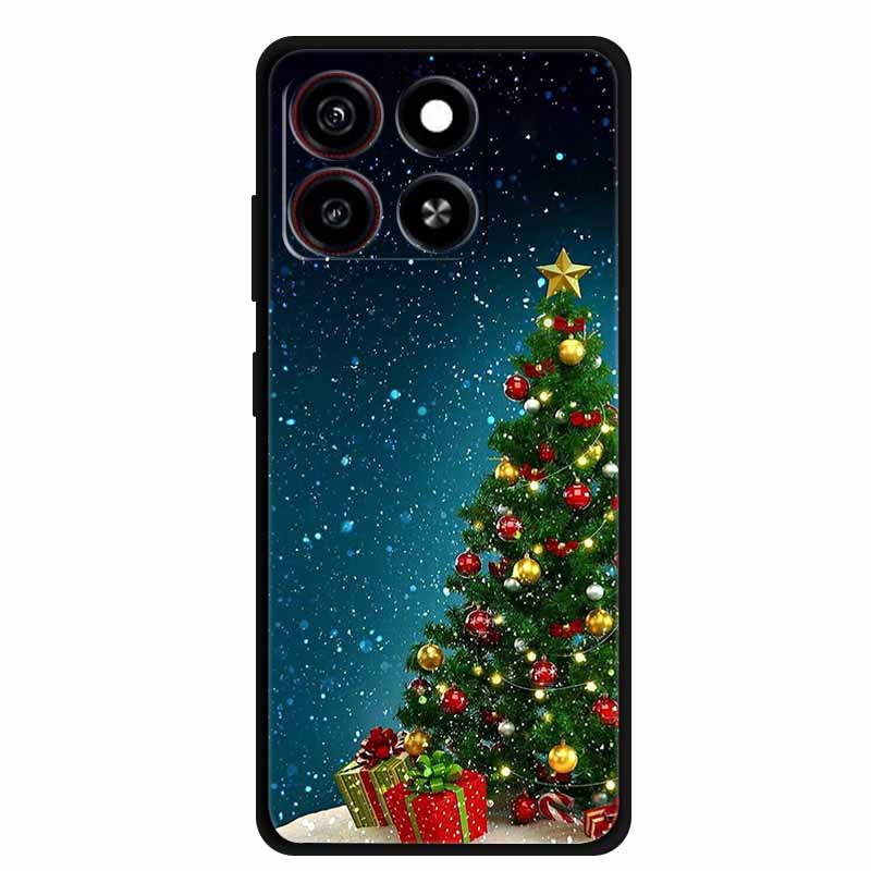 Christmas Cover For ZTE Blade A35 A55 Case Black Silicone Cases for ZTE Blade A55 Cartoon Santa Claus Christmas Tree Back Cover