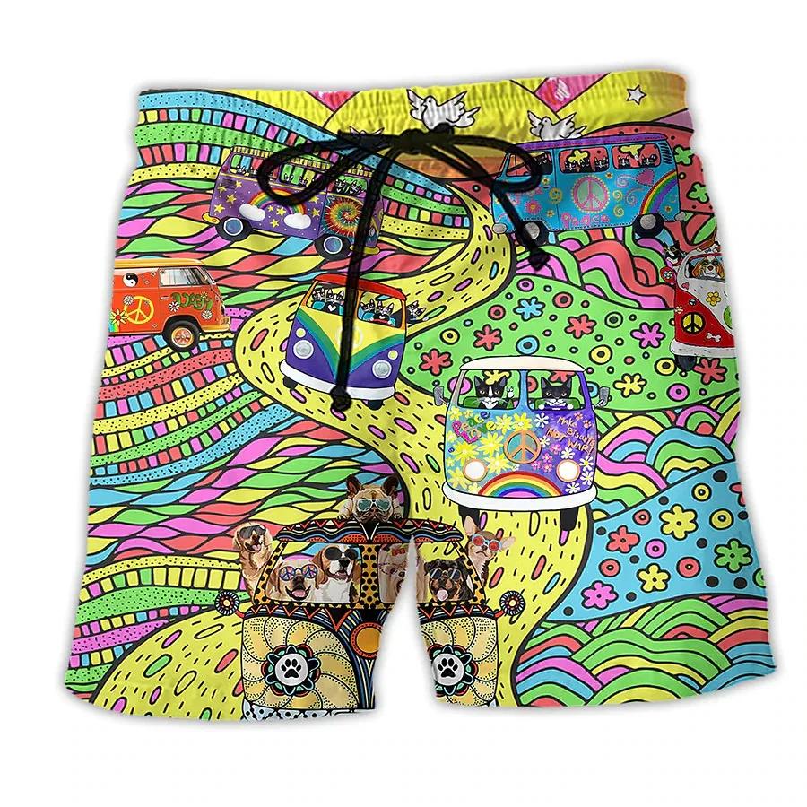 Sommer 3D Bus Print Shorts Modische Lässige Strand Herrenshorts