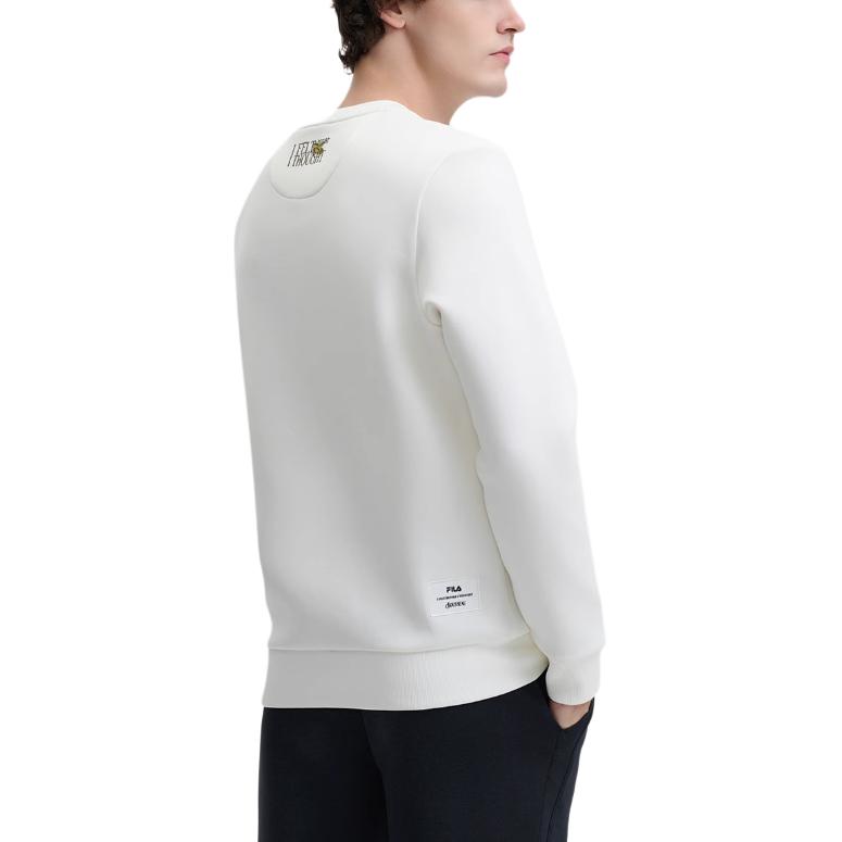 FILA X Rousseau Heritage Series Fashion Simple Comfortable Crew Neck American Sweatshirt Men sweatshirt Cloud-Mushroom-White F11M448219F-WT