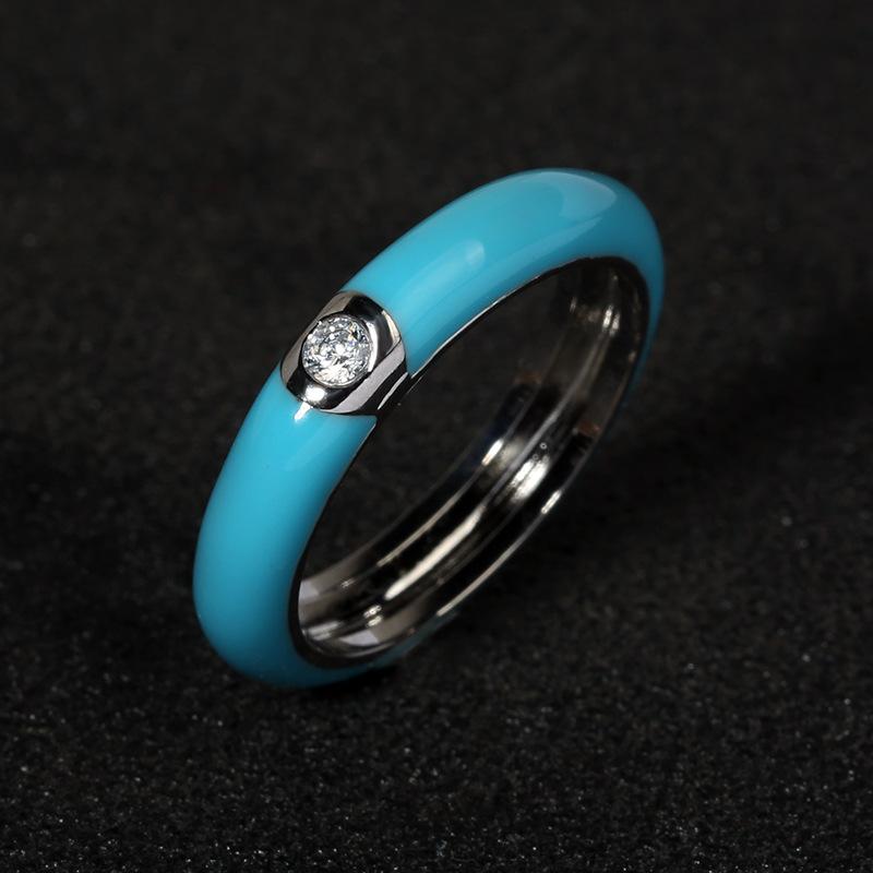 Anello in Argento 925 Creativo Retrò Smalto Colorato Anello Minimalista Fiore Femminile Per Donne Matrimonio Festa Fidanzamento Gioielli Regalo