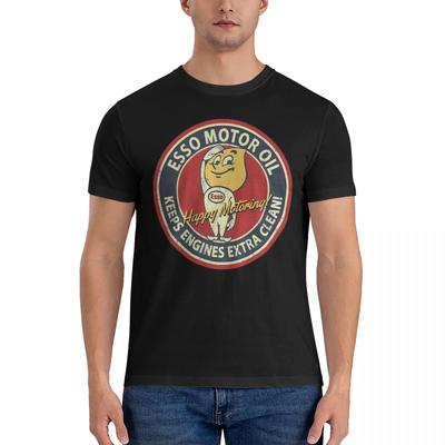 Motor Oil Vintage Hapy Motoring T Shirts Mens Pure Cotton Vintage TShirt Crew Neck Esso Tees Short Sleeve Clothes Printing
