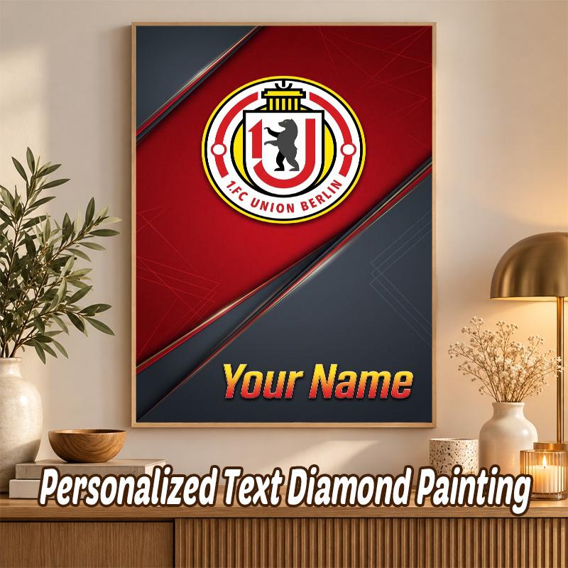 Union Berlin FC Custom Name Text 5D Diamond Painting Kit DIY Full Drill Diamond Art Decoration