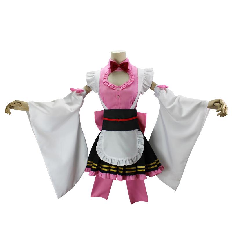 Demon Slayer Kanroji Mitsuri Maid Kimono Cosplay Costume Set L