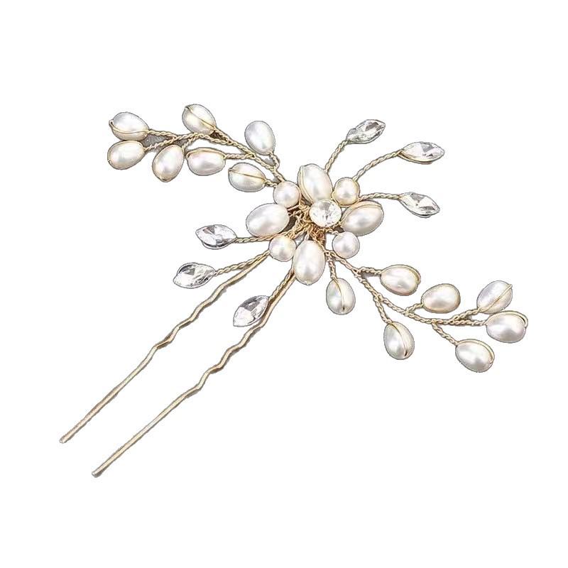 Gold & Silver Bride Hairpins with Pearl - European & American Wedding Updo Accessories