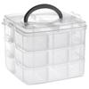 3-Tier Transparent Stackable Adjustable Compartment Slot Plastic Craft Storage Box Organizer Snap-lock Tray