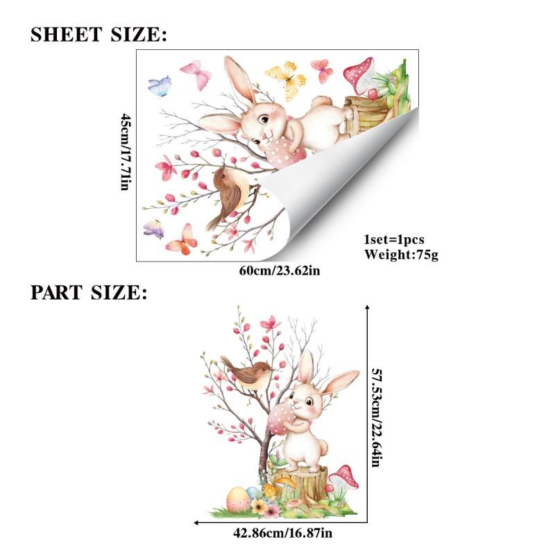 

Easter Festival Atmosphere Decoration Glass Sticker Rabbit Easter Egg Tree for Window Display Kindergarten Electrostatic Sticker