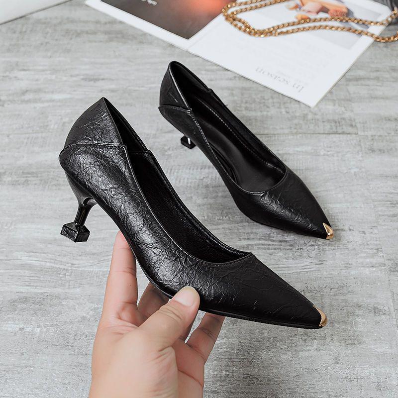 Genuine Leather Pointed Toe Stiletto Heels - Spring/Autumn 2025, Versatile Professional High Heels