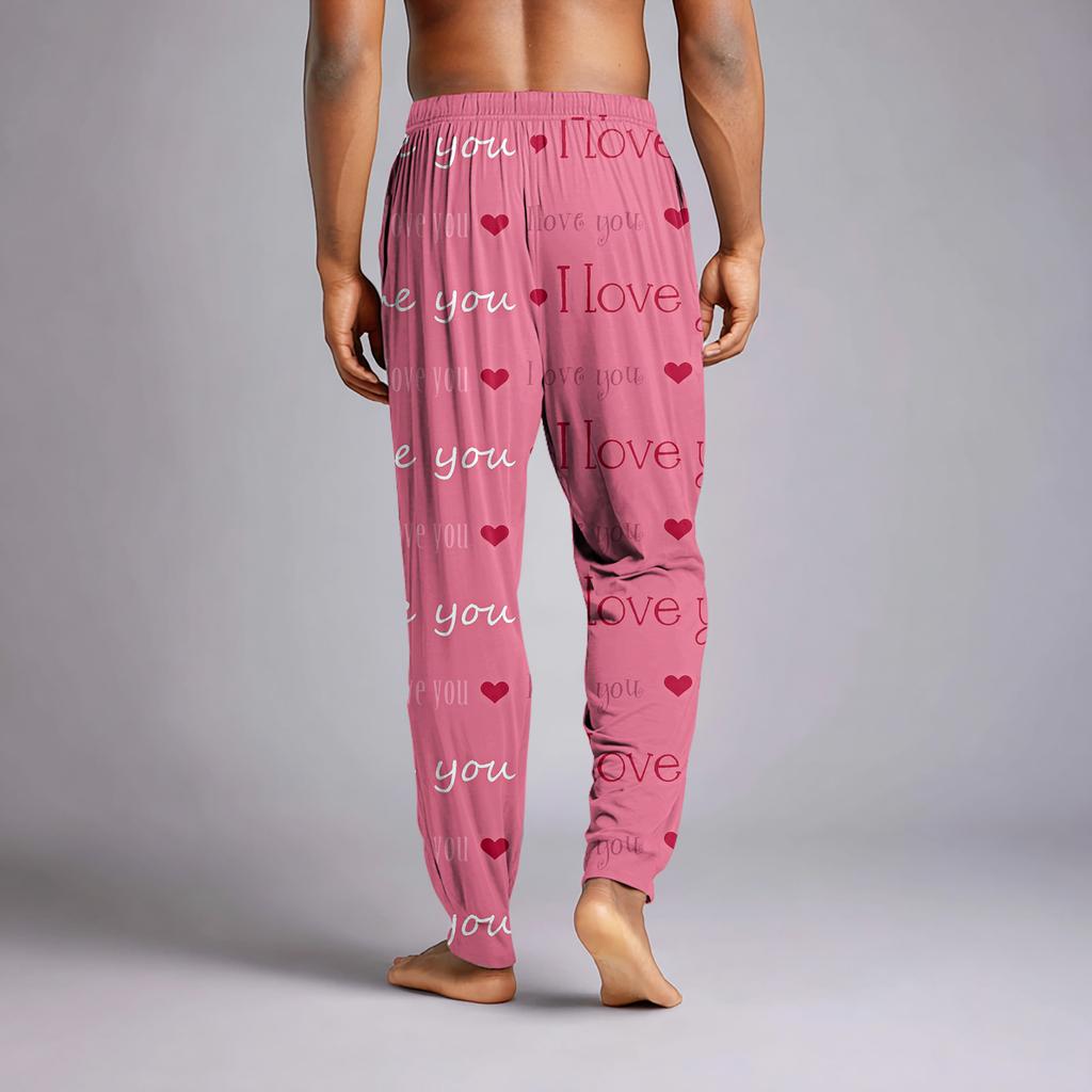 Men's Drawstring Pocket Cuffed Casual Pants Home Sleep Pants