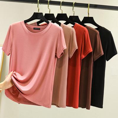Short Sleeved T-shirt Summer Round Neck Thin Loose Casual Solid Color T-shirt Top