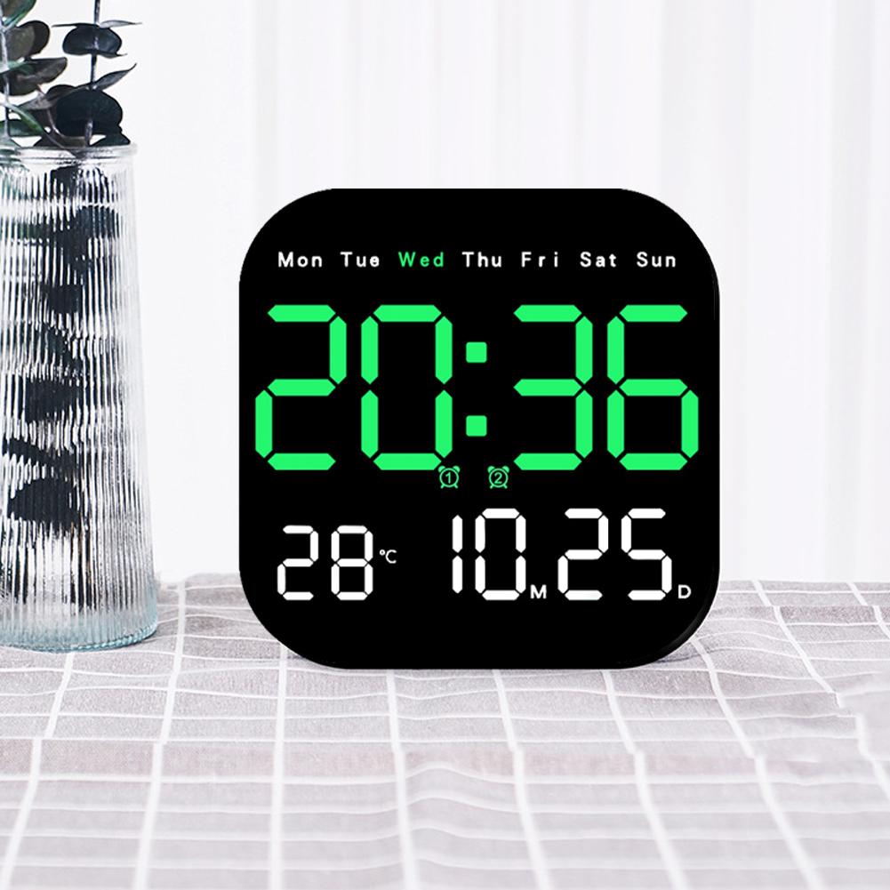 Digital Wall Clock Boarderless Wall-mounted Clock Large Number Display Temperature/Date Display Multifunctional for Home Office