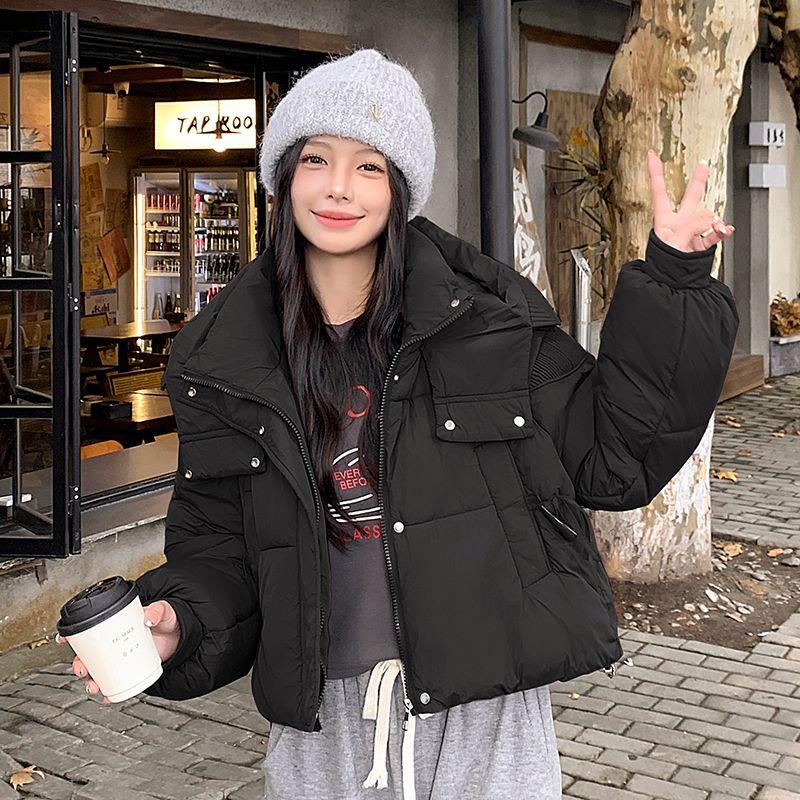 Women Casual Winter Cotton Coat Korean Style Loose Thickened Simple Fashion Jacket