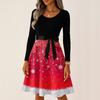 Women's Casual Fashion Long Sleeve Christmas Graphic Printed Vintage Long Dresses