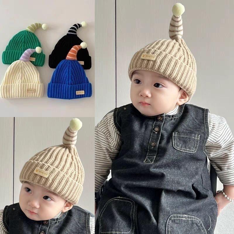 Autumn and winter warm cute baby ear protector wool hat boys and girls pacifier plush knitted hat baby hat