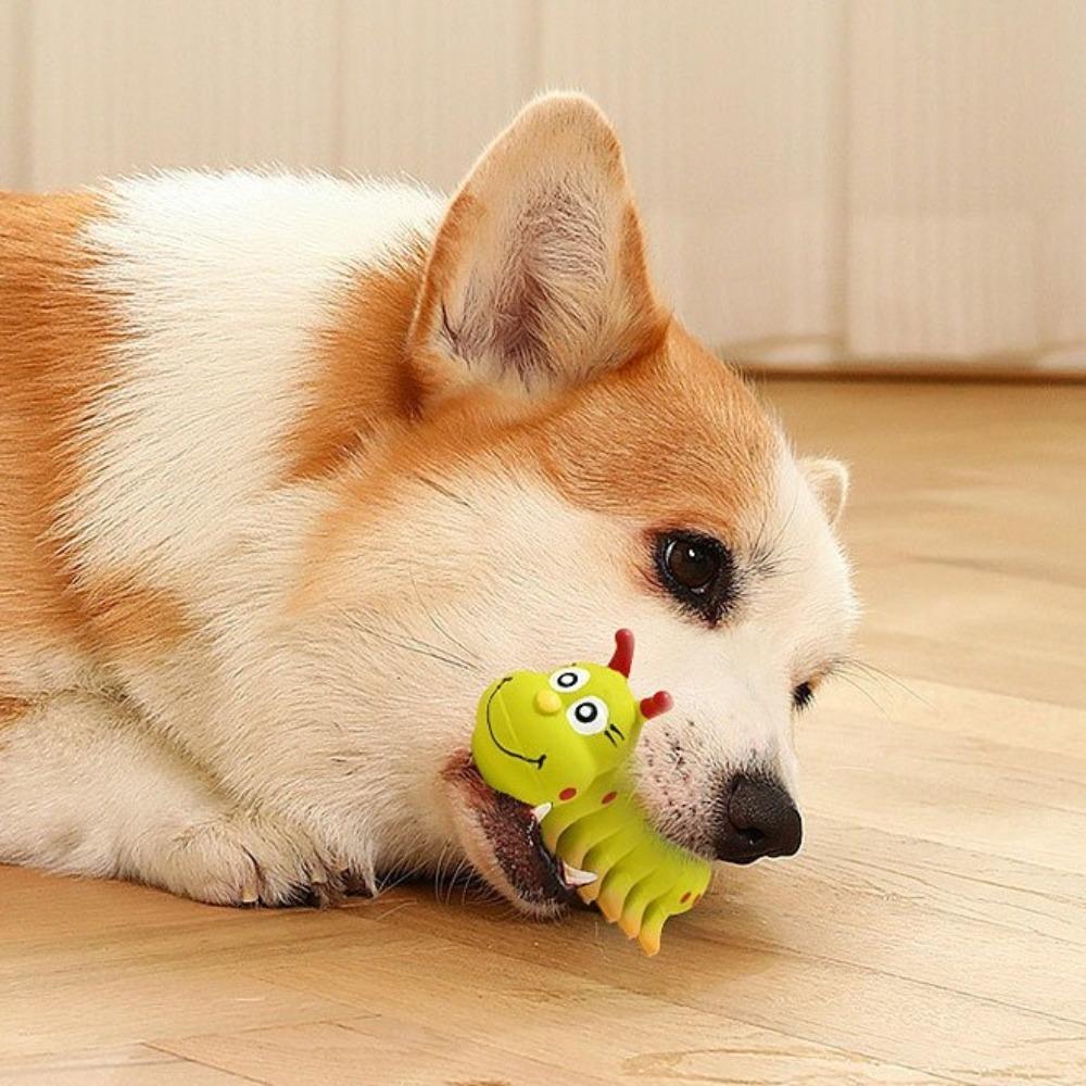 Latex Dog Chew Toy Caterpillar Shape Dog Grinding Teeth Stick Pet Squeaky Toy Outdoor