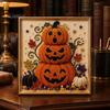 Ghost Pumpkin Art Craft Halloween Faux Pearl Kit, 3D Painting DIY Spooky Gem for Beginners Cute Set Adults, Autumn Home Wall Decor Crafting